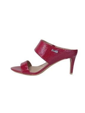 Calvin Klein Heels Women's 8 Red Faux Textured Leather Print Dressy Slide Shoes
